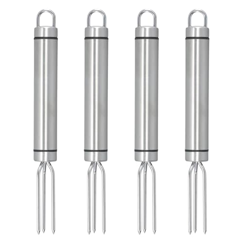 4 Stück Kartoffelgabel, Maiskolbenhalter Aus Edelstahl, Maisgabel mit 3 Zinken, Edelstahl-Gabeln für Pellkartoffeln, Pellkartoffelgabel, Maiskolben Spieße, Wiederverwendbar, für Gemüse Grillgut