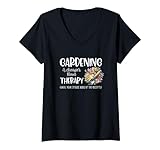 Photo Gallery donna funny gardening tee gardening cheaper therapy mom maglietta con collo a v Photo Gallery donna funny gardening tee gardening cheaper therapy mom maglietta con collo a v