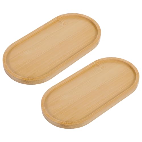 2PCS Bamboo Soap Dish Dispenser Small Wood Bath Tray Wooden Bathroom Countertop Trays Kitchen Tray Sink, Vanity Dresser Jewelry Ring Dish Comestic Holder Bathtub Small Items Organizer