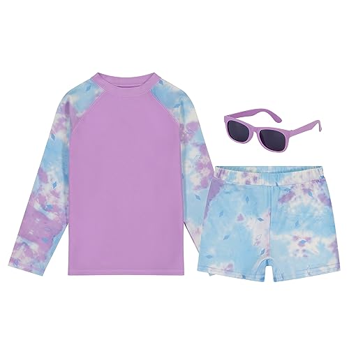 Kids Swim Set for Girls & Boys with Long Sleeve Rash Guard, Swim Shorts, Sunglasses for Ages 3-10 Years