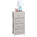 mDesign Vertical Furniture Storage Tower - Sturdy Steel Frame, Wood Top, Easy Pull Fabric Bins - Organizer Unit for Bedroom, Hallway, Entryway, Closets - Textured Print - 4 Drawers - Linen/Natural