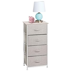 mDesign – Ladekast met 4 lades – opberger/organizer – voor slaapkamer/babykamer/kantoor – stof – linnen