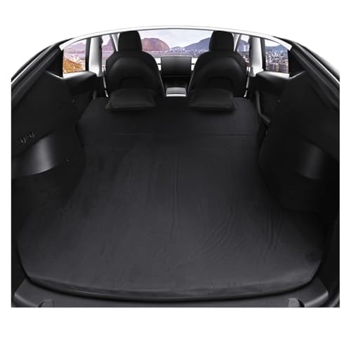QLASDVUE Car Air Bed Fit for Tesla Model 3 Highland Y Juniper 2017-2025 Inflatable Air Mattress Outdoor Camping Suede Fabric Car Travel Bed Universal(Model Y Black)