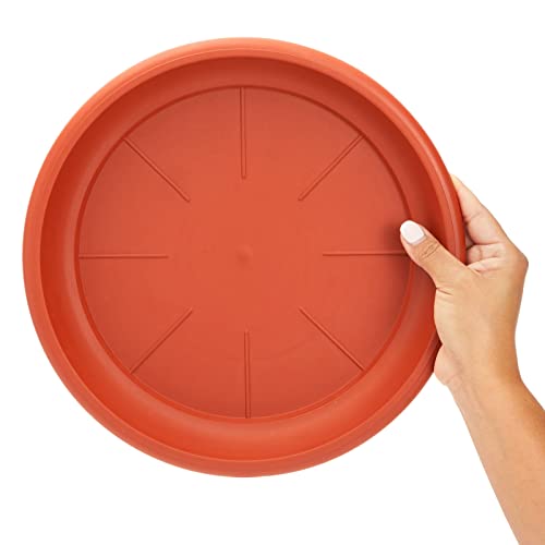 8-Pack Round Plastic Plant Saucer Drip Trays, Terracotta Flower Pot Saucers, Dish For Indoors, Outdoors, Garden, Potted Plants, Home, Patio, Tabletop Planter Base, Terra Cotta Plate Set (12-Inch) #TOP5