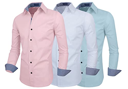 Image of Zombom Men's Combo Regular Fit Cotton Casual Shirts Pack of 3
