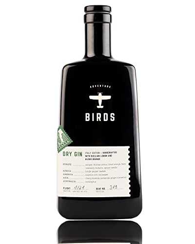 BIRDS Dry Gin - Italy Edition | Mit Sizilianischer Zitrone & Blutorange | Streng Limitierter Handmade Gin Aus Deutschland | 1 Flasche = 1 Baum (0,5l)
