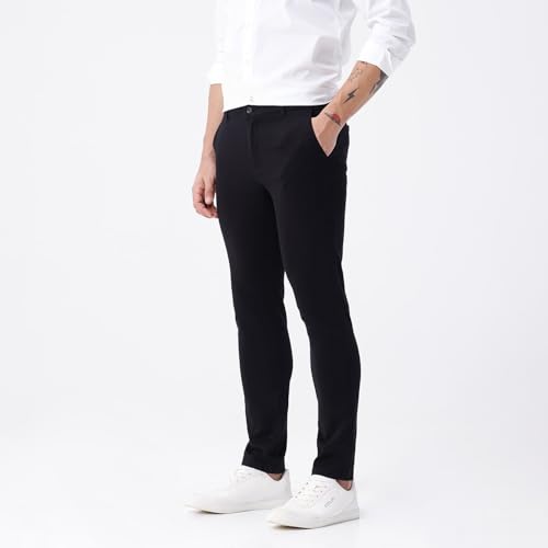 Image of BASICS Premium Cotton Stretch Formal Trousers for Men | Office Pants