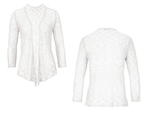 Image of Nulibenna Womens Sheer Shrug Sweaters 3 /4 Sleeve Open Front Tie Cardigan Bolero Jacket Lightweight Crochet Knit Cover Up Tops