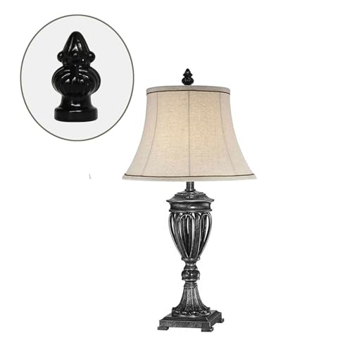 Image of 2 Pieces 1 /8IP Lamp Shade Finial Tiffany Victorian Finials for Lamps Threaded Lamp Cap Knob for Table Lamps or Floor Lamps (Black)