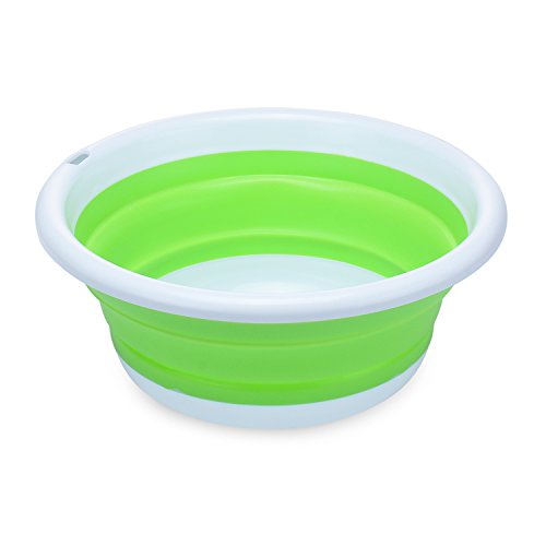 PER-HOME Multi-purpose Collapsible Dish Tub Bowl BPA-Free Round Lightweight Collapsible Wash Basin(Green)