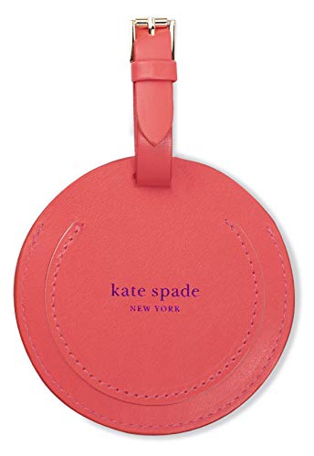 Kate Spade New York Round Vegan Leather Luggage Tag For Women, Durable Suitcase Id Tag, Let's Go #TOP1