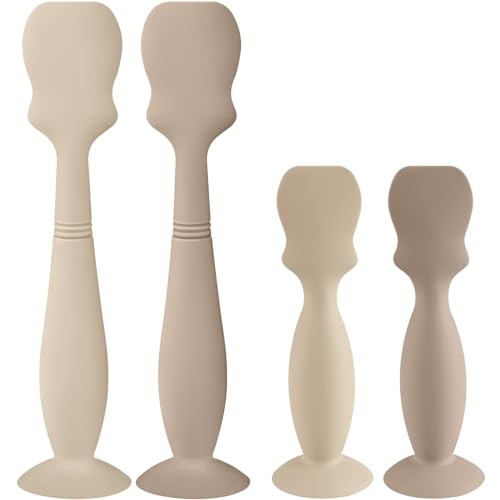 Image of Nearbyme 4 Pack Baby Diaper Cream Brush, Diaper Cream Spatula Applicator Silicone Baby Butt Paste Spatula for Babies, Newborn, 2 x Large Size, 2 x Small Size (2 x Natural, 2 x Sand)