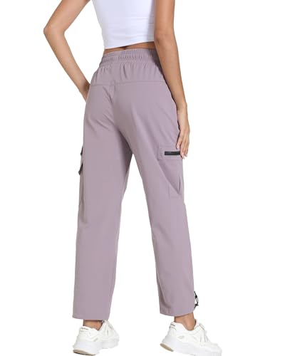 Image of Women's Joggers with Pockets, Hiking Cargo Water Resistant Lightweight Pants for Women Workout Athletic Travel Camping