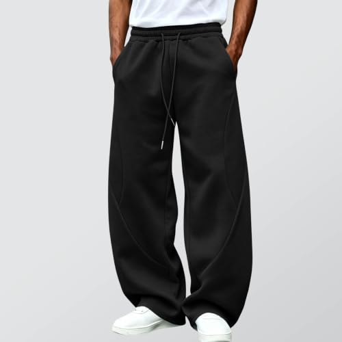 Baggy Sweatpants Men High Waist Drawstring Loose Wide Leg Athletic Joggers - image 2