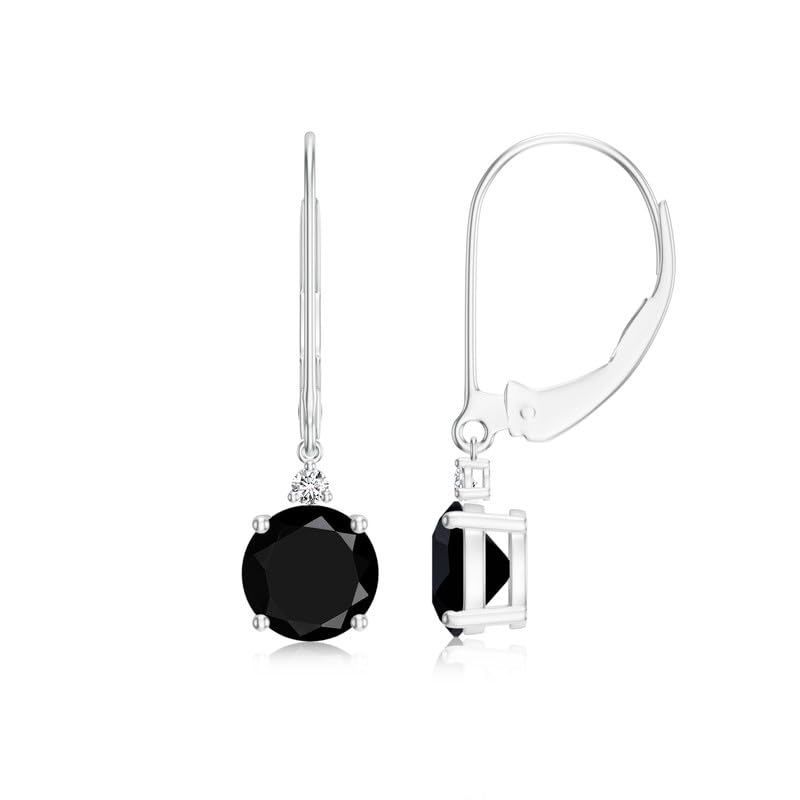 Image of Goldhartz 2 Ct. Natural Amethyst 6 mm Leverback Earrings for Women in 14k Gold Micron Plated 925 Sterling Silver, January Birthstone Dangle Earrings Jewelry for Her