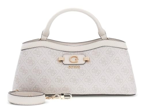 Sac satchel GUESS Lindsey femme écru avec bandoulière et deux compartiments zippés