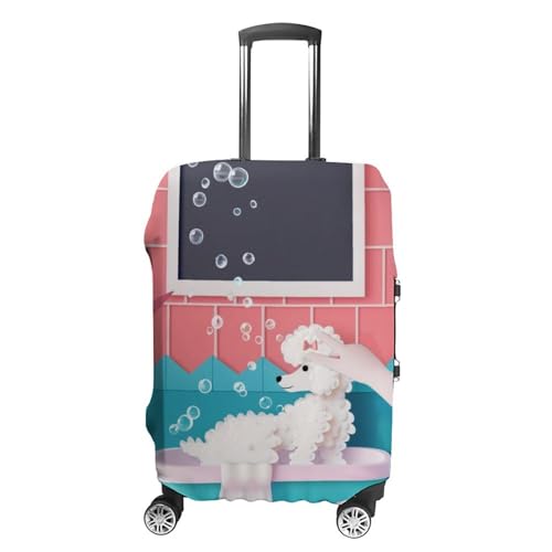 Poodle Bathing Travel Suitcase Protector Luggage Cover Protective Washable Anti-scratch Baggage Cover
