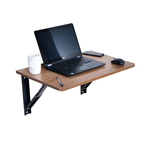 Image of QARA 16x24 Wall Mounted Table| Wall Mount Table Folding for Study|Wall Mount Foldable Laptop table | Golden Oak