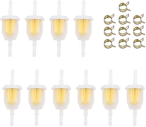 GoMyself 1 4” and 5 16” Fuel lines Oil Filter Replacement for Kawasaki 49019-0027 5065 5065D 5065K 493629 695666 845125 695666 Universal High Flow Fuel Filters (Pack of 10)