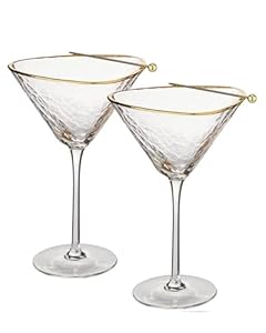 Sister.ly Drinkware Gehämmerte Martinigläser mit Goldrand, 2er Set