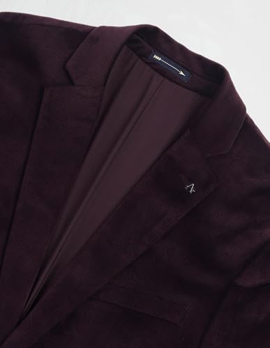 Image of Arrow Men's Red Textured Notch Collar Long Sleeve Formal Polyester Slim Fit Blazer