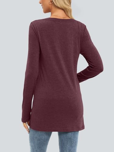 Image of AUTOMET Womens Long Sleeve Shirts V Neck Casual Tops with Pockets Loose Dressy Basic Fall Outfits Clothes Winter Trendy 2025