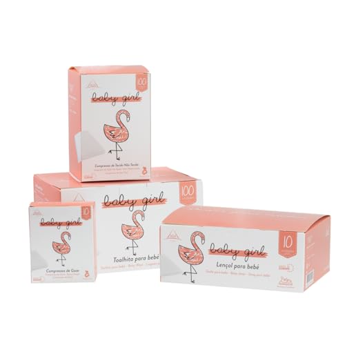ADA CARE, Pack Esenciales para Bebé - Baño y Cambio de Pañal, Toallitas de Agua, Compresas Estériles, Kit para Recién Nacido (Rosa, Bundle Babyline)