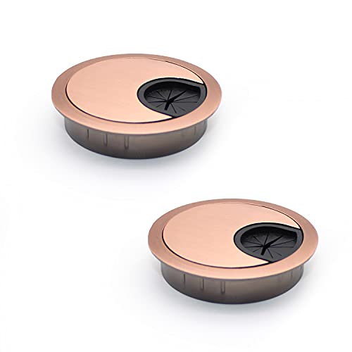 Lot De 2 Passe-Câbles De Bureau 60 Mm En Alliage De Zinc Finition Bronze Brossé – Cache-Trou Organisateur De Câbles Élégant