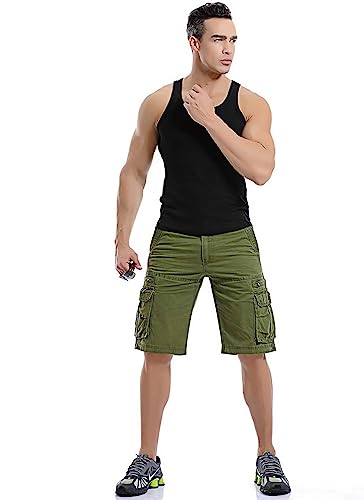 Utcoco Men's Cargo Short Relaxed Fit Multi-Pocket Cotton Cargo Shorts For Men (38, Army Green) #TOP1