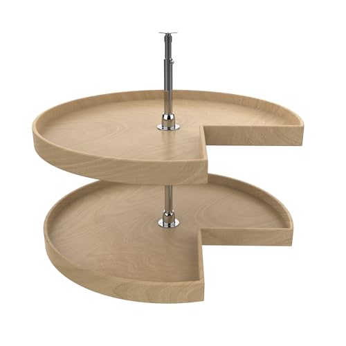 Lazy Daisy Natural Wood Kidney-Shaped-Shaped 2-Shelf Lazy Susans for Corner Base Cabinets