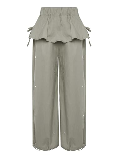 Aislor Kids Girls Bowknot Peplum Star Studs Track Pants Straight Wide Leg Baggy Trousers for Beach School Holiday Party3