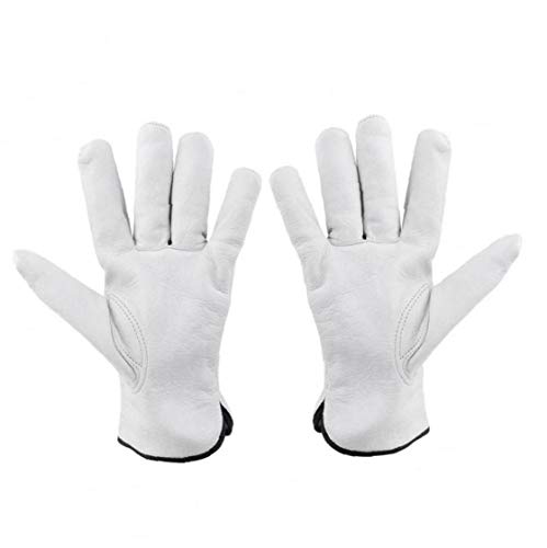 Heavy Duty Goatskin Leather Work Gloves for Men and Women. General Purpose Utility, Driver, Rigger, Safety, and Gardening Gloves (M:Length 9.4-9.8inch.Width 4.4-4.8inch
