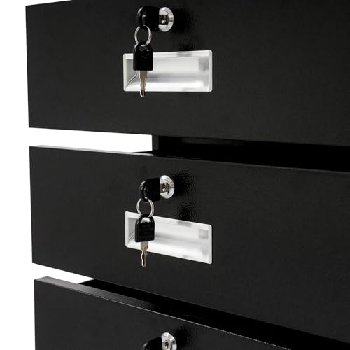 Cajonera con 4 cajones con cerradura, armario móvil con 4 cerraduras, armario de almacenamiento de metal sobre ruedas, armario de escritorio para casa y oficina, 44 x 39 x 65 cm (negro) - imagen 4