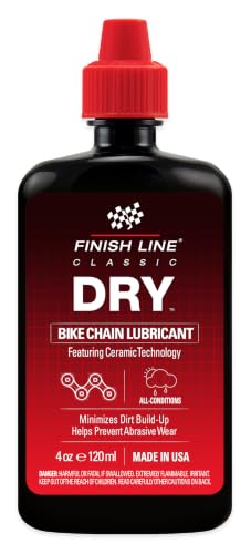Finish Line Dry Bike Chain Lube, 4 oz Squeeze Bottle - Ceramic Dry Wax Lubricant, Dirt and Dust...