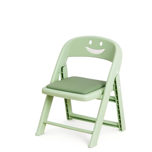 Image of Alark Kids Folding Chair with Smiley Backrest Strong Plastic Foldable Space Saving Chair Kids Lightweight Portable Baby Chair for Home Study Playroom Outdoor Comfortable Seat for Toddlers Children