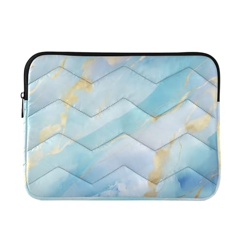 Funda para portátil 13-14 pulgadas azul dorado mármol