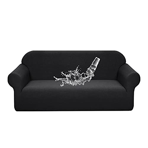 Granbest Premium Waterproof Sofa Cover High Stretch Couch Slipcover Super Soft Fabric Couch Cover (Black, Medium)