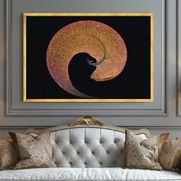 Impression sur toile spirale abstraite de feuilles 60x80cm