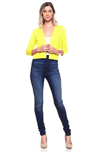 Image of Cielo Women's Soft Solid Open Front 3 /4 Sleeve Sweater Cardigan