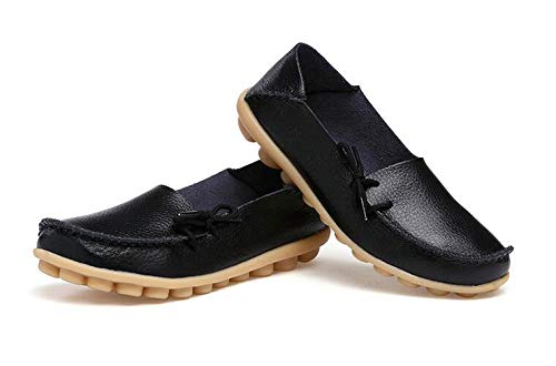 22 Colors Vintage Women Casual Shoes Genuine Leather Shoes Candy Color Flat Shoes Soft Comfortable Breathable Shoes Black2