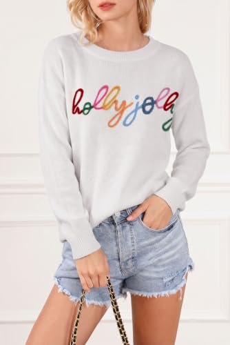 Image of LEMAFER Women 2026 Merry Christmas Round Neck Sequin Letters Sweater Casual Solid Slogan Long Sleeve Pullover Sweatshirt Tops