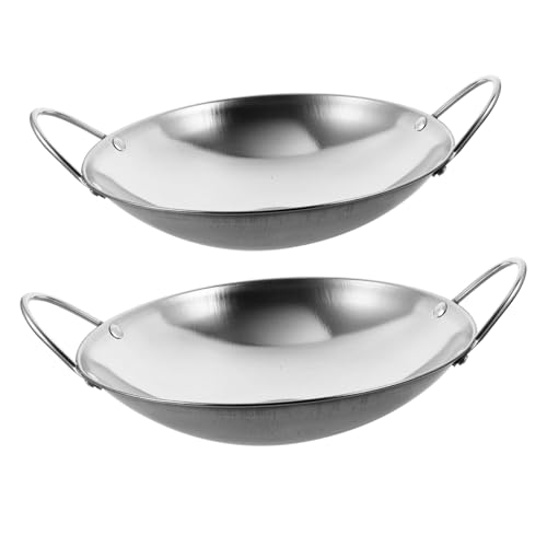 Wok de acero inoxidable con doble mango 2 piezas