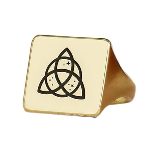 Bague carrée wiccan chevalière style vintage pour look bohème chic
