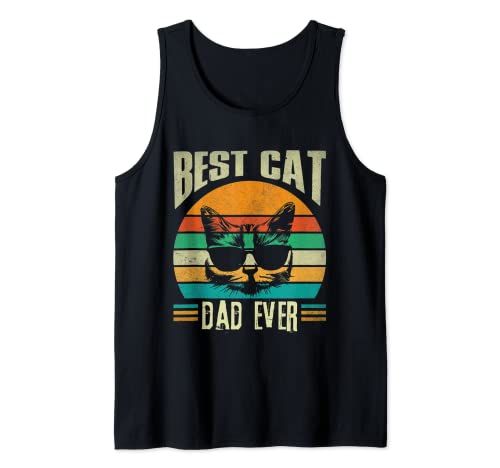 Funny Cat Daddy Best Cat Dad Ever Retro Camiseta sin Mangas