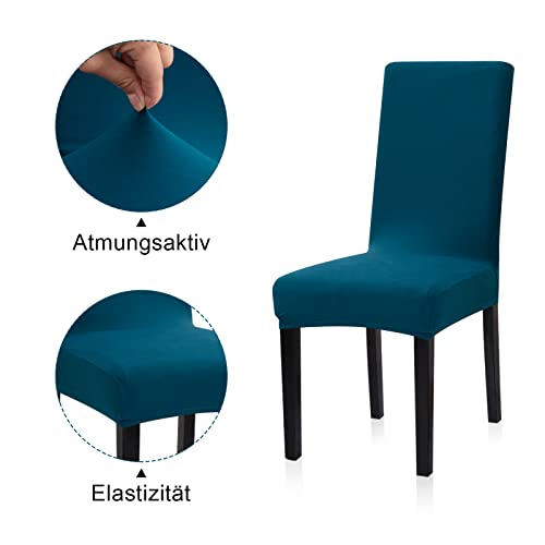 Sufdari Teal Green Stretch Dining Room Seat Covers - Set of 4, Soft Parsons Chair Covers, Removable Spandex for Kitchen Chairs - Image 3
