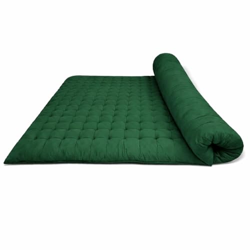 Image of ATOOTFUSION Soft Cotton Quilt | Foldable Light Weight Filled Single Firm Cotton Quilt Mattress| Gadda (Solid Coloured, Sleeping Capacity, 6 x 6 ft or 72 x 72 Inches) Double Bed (Bottle Green)
