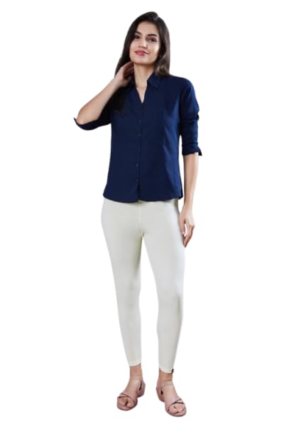 prostr Ankle Length Regular Leggings for Women, Off White, High Waist, Stretchable-picture-48