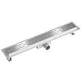 tectake® Caniveau Douche Italienne Siphon Douche Sol d'évacuation en Acier Inoxydable 60 cm Grille caniveau Anti Odeur Accessoire Douche Grille de Douche Sol Salle de Bain