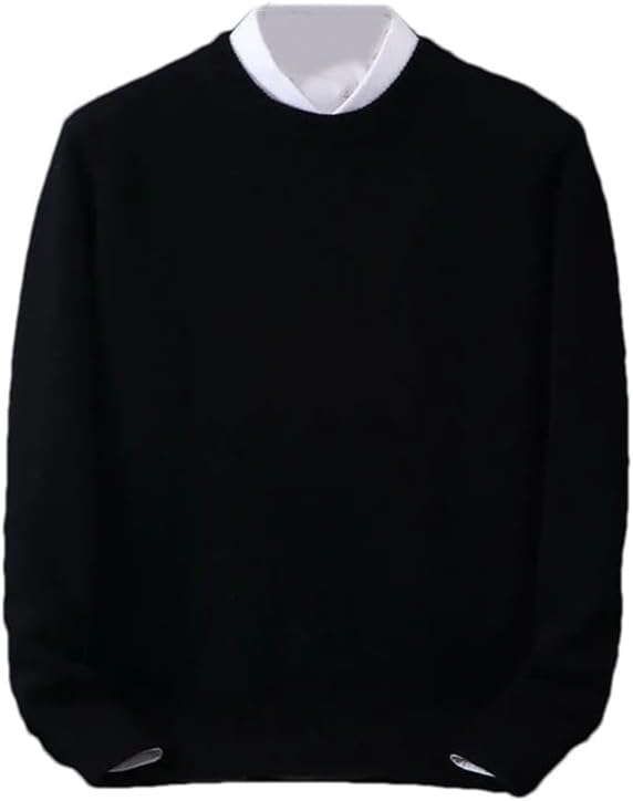 Men's Cashmere Sweater O-Neck Pullovers Loose Knitted Top Long Sleeve Classic Jumpers Tops