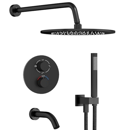 Gabrylly Thermostatic Shower System with Tub Spout, All Metal Bathtub Shower Faucets Set with Anti...